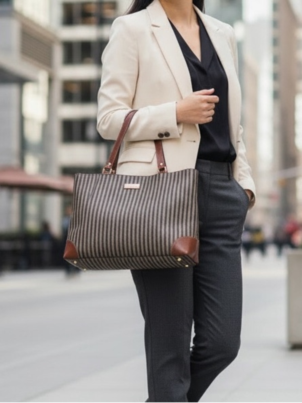 Vintage Striped Canvas Tote